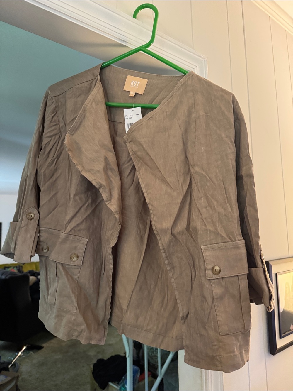 Kut from the Kloth Taupe Utility Jacket with Flap Pockets